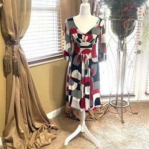 Dress with abstract designs.